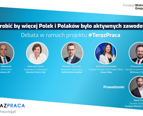 Aktywność zawodowa w ostatnich latach rosła, ale wciąż są grupy, w których odstajemy od krajów Europy Zachodniej. Jak sprawić by więcej osób w najstarszych i najmłodszych grupach wiekowych było aktywnych zawodowo? Obejrzyj debatę ekspertów w ramach projektu FWG, #TerazPraca.